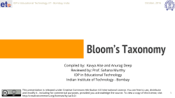 Bloom`s Taxonomy - Educational Technology, IIT Bombay