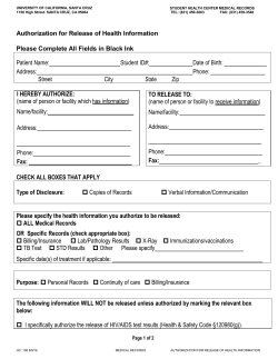Medical Records Release - UCSC Student Health Center