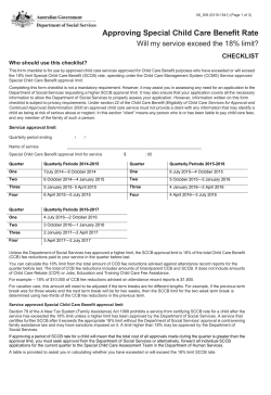 Approving Special Child Care Beneﬁt Rate
