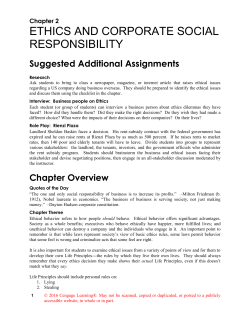 Chapter 2 Business Ethics and Social Responsibility