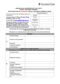 Special Treatments Occasional Licence 2017