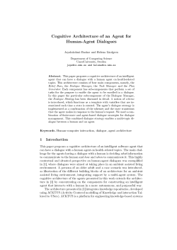 Cognitive Architecture of an Agent for Human