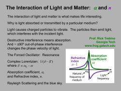 5. The Interaction of Light and Matter: a and n