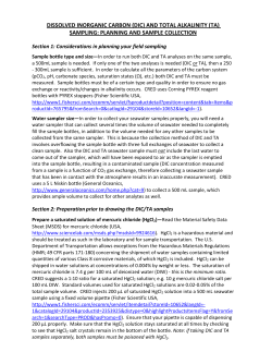dissolved inorganic carbon (dic) and total alkalinity