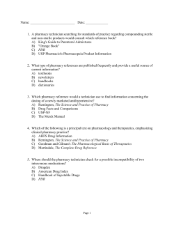 1. A pharmacy technician searching for standards
