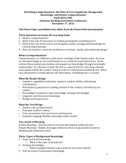 The Role of Text Complexity, Background Knowledge, and Deeper