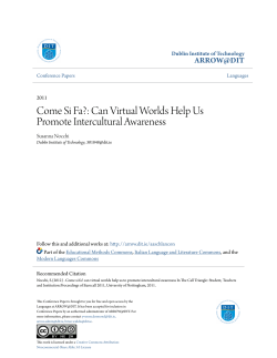 Come Si Fa?: Can Virtual Worlds Help Us Promote