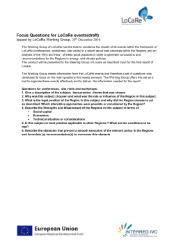 Focus Questions for LoCaRe events(draft) Issued by LoCaRe