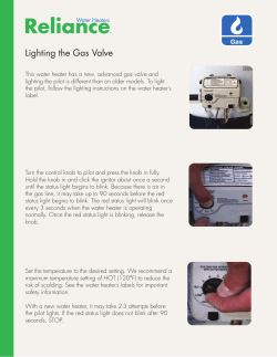Lighting the Gas Valve - Reliance Water Heaters