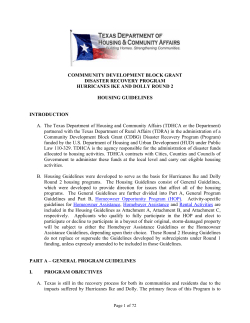 Hurricanes Ike/Dolly Round 2 Housing Guidelines