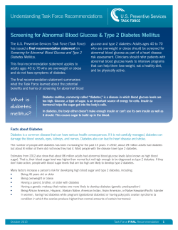 Screening for Abnormal Blood Glucose and Type 2 Diabetes