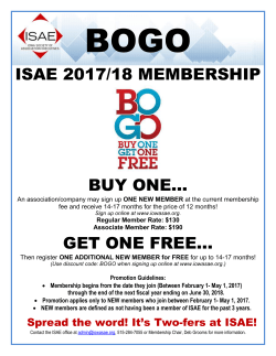 ISAE 2017/18 MEMBERSHIP BUY ONE&hellip; GET ONE FREE&hellip;