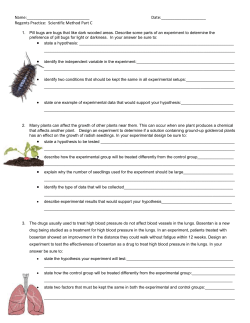 Name: Date: Regents Practice: Scientific Method Part C Pill bugs are