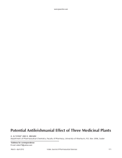 Potential Antileishmanial Effect of Three Medicinal Plants