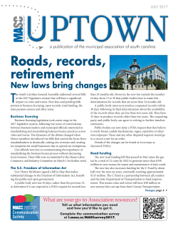 Roads, records, retirement - Municipal Association of South Carolina