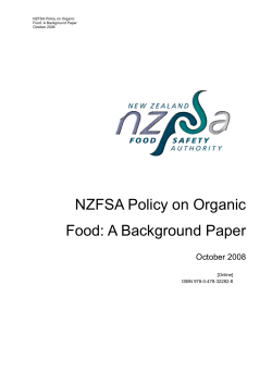NZFSA Policy on Organic Food