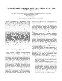 Experimental Analysis of Application Specific Energy Efficiency of