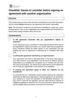 Checklist: Issues to consider before signing an agreement with