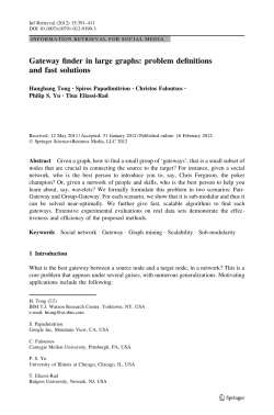 Gateway finder in large graphs: problem - Tina Eliassi-Rad