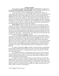 Resume Examples Three applicants, Jenny Cho, Mark Lindel, and