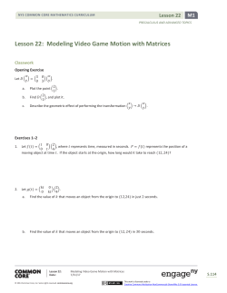 Modeling Video Game Motion with Matrices