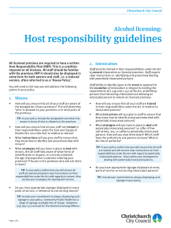 Alcohol licensing: Host responsibility guidelines