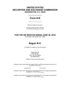 Form 6-K for the six month ended June 20, 2016