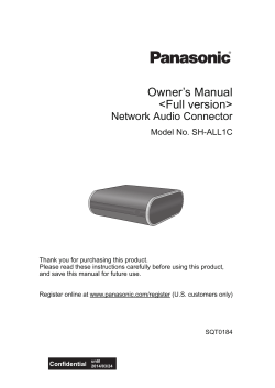 Owner`s Manual Full version> - Panasonic Service Network Europe