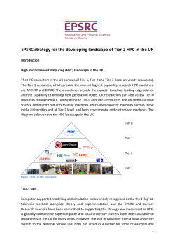 EPSRC strategy for the developing landscape of Tier