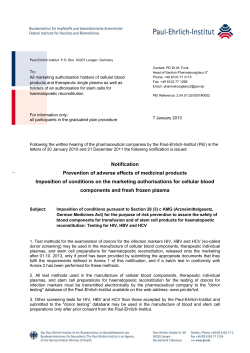 Notification Prevention of adverse effects of medicinal products