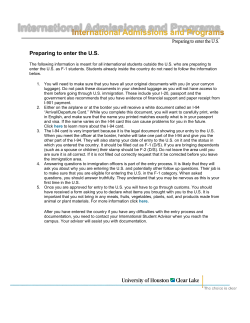 Preparing to enter the U.S.