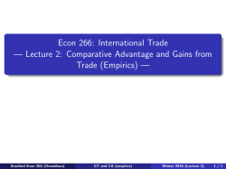 Lecture 2: Comparative Advantage and Gains from Trade (Empirics)