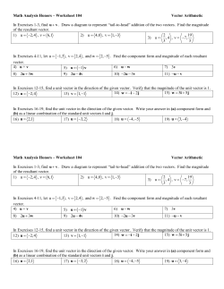 Math Analysis Honors &ndash; Worksheet 104 Vector Arithmetic In