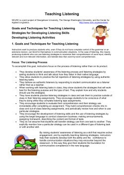 Goals and Techniques for Teaching Listening