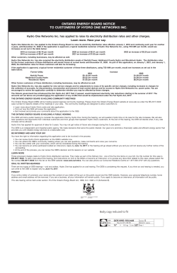 ontario energy board notice to customers of hydro one networks inc.