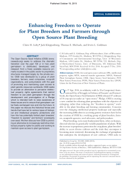 Enhancing Freedom to Operate for Plant Breeders and Farmers