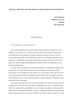 1 RUSSELL, MEINONG AND THE ORIGIN OF THE THEORY OF