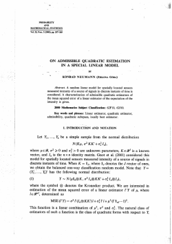 ON ADMISSIBLE QUADRATIC ESTIMATION IN A SPECIAL LINEAR