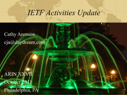 IETF Activities Update