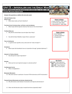 Unit X &ndash; Imperialism and the Great War
