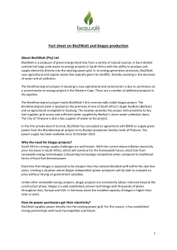 Fact sheet on Bio2Watt and biogas production
