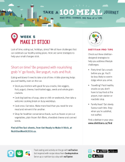 The 100 Meal Journey &minus; Week 5 Make it Stick!