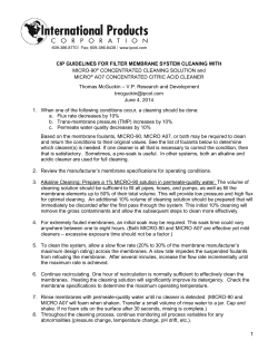 CIP GUIDELINES FOR FILTER MEMBRANE SYSTEM CLEANING