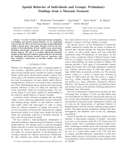 Spatial Behavior of Individuals and Groups: Preliminary