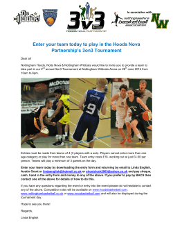 Enter your team today to play in the Hoods Nova Partnership`s 3on3