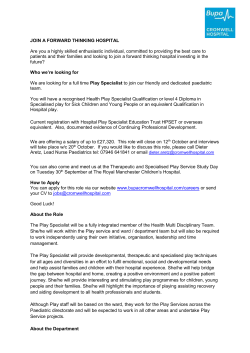 JOIN A FORWARD THINKING HOSPITAL Are you a highly skilled