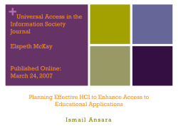 Planning Effective HCI to Enhance Access to Educational