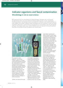 Indicator Organisms and Faecal Contamination
