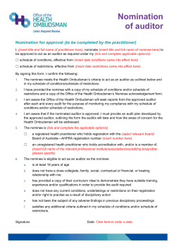 Audit&mdash;Nomination of auditor form