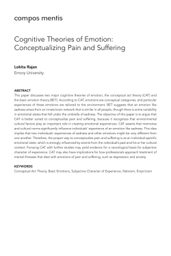 Cognitive Theories of Emotion: Conceptualizing Pain and Suffering